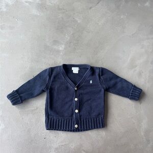 12M preppy Ralph Lauren navy cardigan sweater - 100% cotton